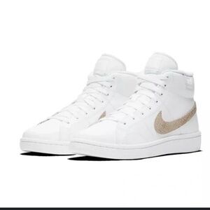 Nike White and Beige High-Top Sneakers